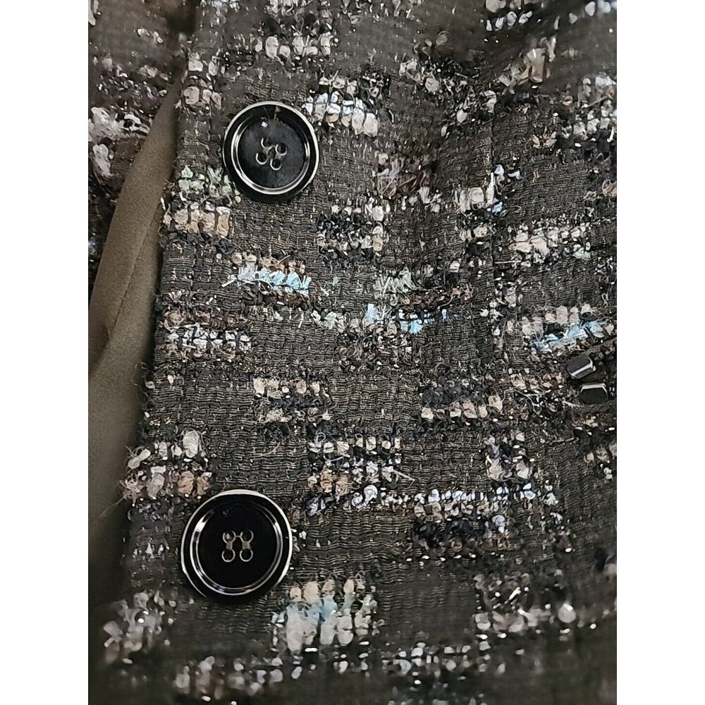 Carlisle 2pc Skirt Suit Set Black Aqua Beige Tweed Size Jacket 0 Skirt 4 NICE - Picture 9 of 10